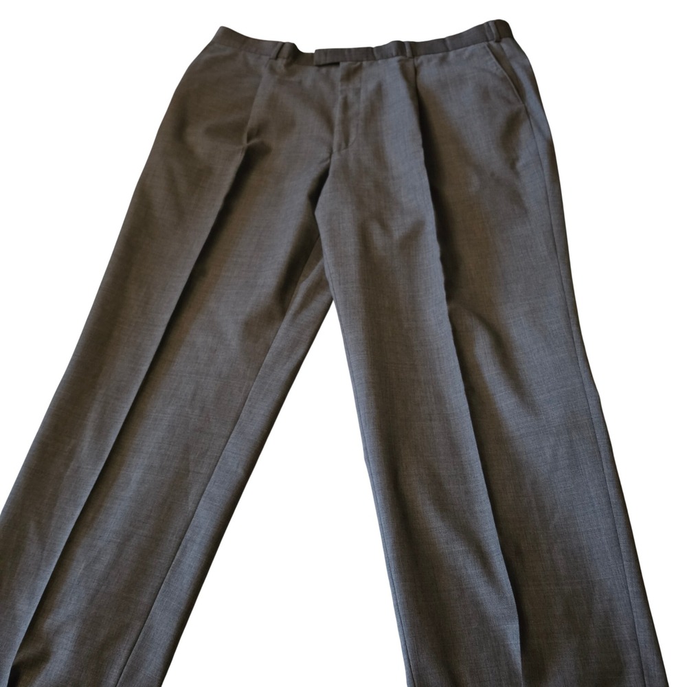 Alexandre London Savile Row Mens 42 Grey Pure New Wool Pleated Cuffed Trousers